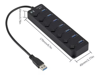 Hub USB 3.0 de 7 Puertos con Control Individual