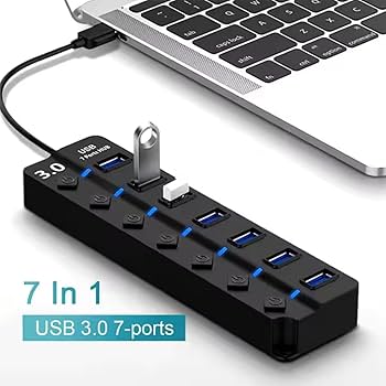 Hub USB 3.0 de 7 Puertos con Control Individual
