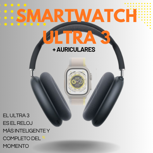 Combo Reloj Smartwatch Ultra 3 Diadema